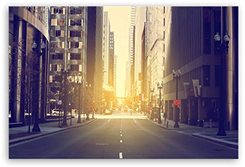 ge Bildet Bild auf Leinwand | Chicago - Vereinigte Staaten von Amerika - Stadtbild Städtebild H in 30x20 cm als Wandbild | Wand-deko Dekoration Wohnung modern Bilder | 2211