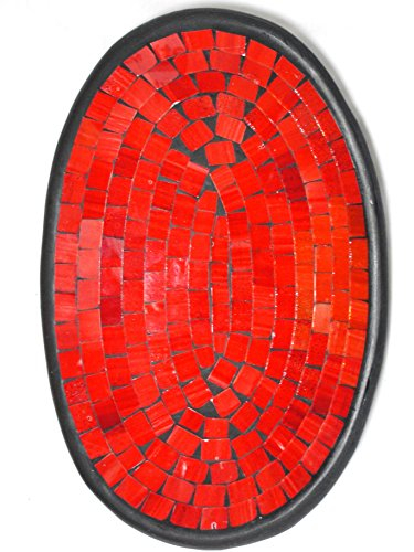 Deko - Schale Glasmosaik oval rot 35 cm