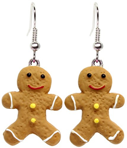 Bluebubble CHRISTMAS COOKIE Iced Gingerbread Man Dangle Earrings on Gift Card