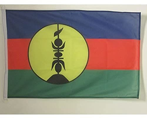 AZ FLAG - Drapeau Nouvelle Calédonie - 45x30 cm - Pavillon Nautique Kanak Spécial Bateau Et Extérieur En Maille Bloquée Avec Anneaux Plastiques Intégrés - 30g