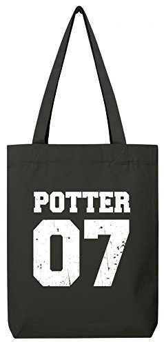 ShirtStreet Fanartikel Fan Kult Film Trikot Bio Baumwoll Tote Bag Jutebeutel Potter 07, Größe: onesize,Black