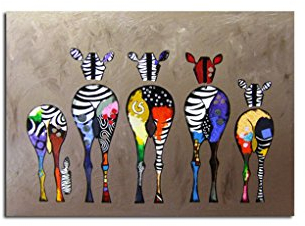 Sunlera Abstrakte Cartoon Zebra-Ölgemälde Bunte Wand Dekorative Kunst auf Leinwand Bild Keines Feld Öl Zeichnung Poster