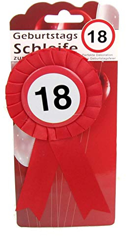 Top Ten Geburtstags Anstecker Schleife 18 Button inkl. Sicherheitsnadel Abzeichen zum anstecken oder Dekoration Party