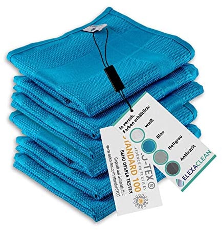 ELEXACLEAN - Torchons de Cuisine en Microfibre - Torchon Vaisselle (Set de 6 - Bleu) Torchons Modernes pour Table - Bar - Cuisine
