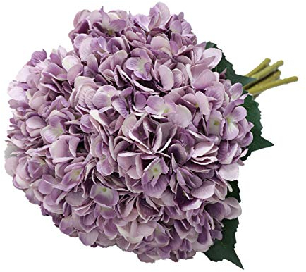 Tifuly Artificial Hydrangea Flower, 5 PCS Ramos de hortensias de Seda de Tallo Largo para Bodas, hogar, Hotel, decoración de Fiestas, centros de Mesa (Púrpura)