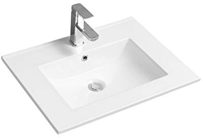 Thin-Edge Ceramic 61cm Inset Basin with Scooped Bowl