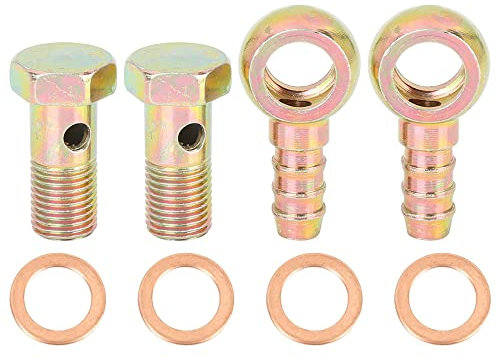 X AUTOHAUX 2 Sets 12mm Banjo Bolt Washer Kit Bronze Tone Metal for Motorcycle