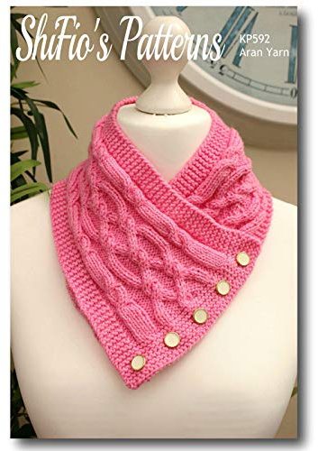 Knitting Pattern for Ladies Neck Warmer, Womens Scarf Pattern, Ladies Aran Knitting Pattern, Ladies Neck-Warmer Knitting Pattern, Cable, Aran Yarn, KP592