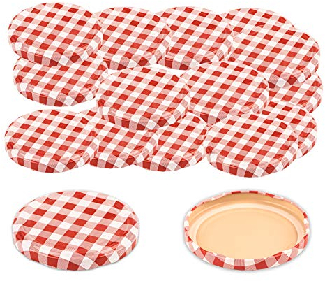 BigDean 50x Ersatzdeckel für Einmachgläser - Schraubdeckel TO 82mm - Rot-weiß kariert - Für Sturzgläser mit Schraubverschluss - Made in Germany