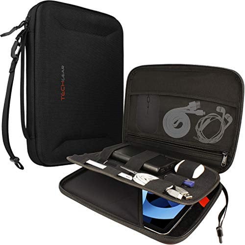 TECHGEAR Portfolio Tablet Sleeve Organiser, Zipped Hard Shell Protective Carry Cover Bag Holder Case Fits iPad Pro 11, iPad 10.2 10.9, Air/Pro 9.7 10.5 10.9, Samsung/Huawei Tab 9.7 10.1 10.4 10.5