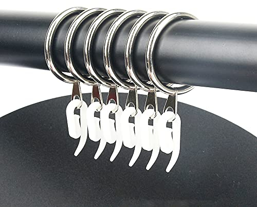 Haihaz Confezione da 40，Anello per Tende in Metallo，con Gancio in Plastica Bianca，con Occhiello Fisso Anelli per Tenda，per Tende e aste Diametro Interno 30mm