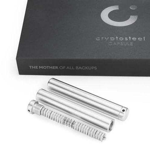 Cryptosteel Capsule Duo – Feuer- & Wasserfeste Edelstahl-Kapsel für 2X 24-Wort Krypto Seed Phrase Backup – Kompatibel mit Ledger, BitBox, Coldcard – Metal Wallet für Bitcoin Recovery