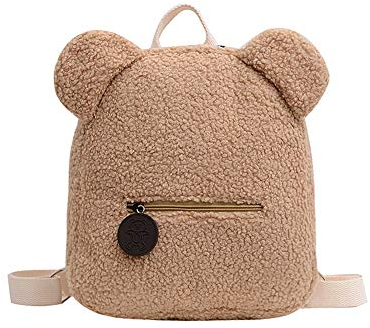 Lässige Fleece-Umhängetasche in Bärenform für Frauen und Mädchen, Reise-Einkaufs-Rucksäcke, lässiger Herbst-Winter-Lamm-Fleece-Damen-Taschen-Rucksack, niedlicher Bärenförmiger Schulter-Rucksack,