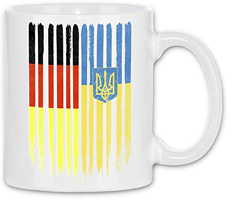 wowshirt Tasse Deutschland Ukraine Deutsche ukrainische Flagge Dreizack Wurzeln, Farbe:White - White