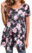 Enmain Ladies Tunic Tops Casual Short Sleveve Tunic Dress for Women Plus Size Floral Tunics Shirts for Leggings Longline Loose Blouse T Shirt,Black & Pink,XL