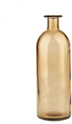 Bicuzat Vase en verre transparent à visage lisse pour fleurs, bourgeons - Pot hydroponique pour la maison, le bureau, la chambre, la fête - Jaune - Long M