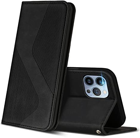 ZONNAVI Case Compatible with iPhone 13 Pro, Premium PU Leather Wallet Case with [Card Slots] [Viewing Stand], Shockproof Flip Cover for iPhone 13 Pro (Black)