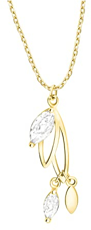 Sofia Milani - Damen Halskette 925 Silber - vergoldet/golden - mit Zirkonia Steinen - Blatt Anhänger - N0597