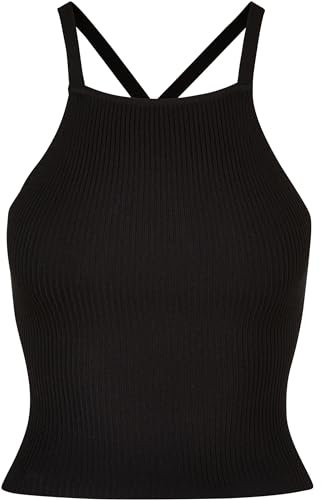 Urban Classics Damen Top Ladies Rib Knit Crossed Back Top Black XS