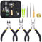 Glarks Kit di 6 pinze per gioielli, kit di strumenti professionali per la creazione di gioielli con pinze ad ago, pinze a becco rotondo, pinze a becchi piegati, tronchesi, pinze a crimpare e pinze