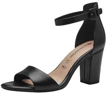 Tamaris Damen Heeled Sandals Leder, schwarz, 37 EU