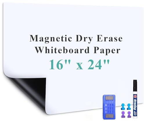 TOOSOAR Magnettafel Whiteboard, 40 * 60cm Magnetisch Selbstklebend Weißwandtafel Folie, Magnetische Tafelfolie abwischbar, Inklusive Marker & Schwamm & Magnetes, Wandfolie für Schule Büro Haus