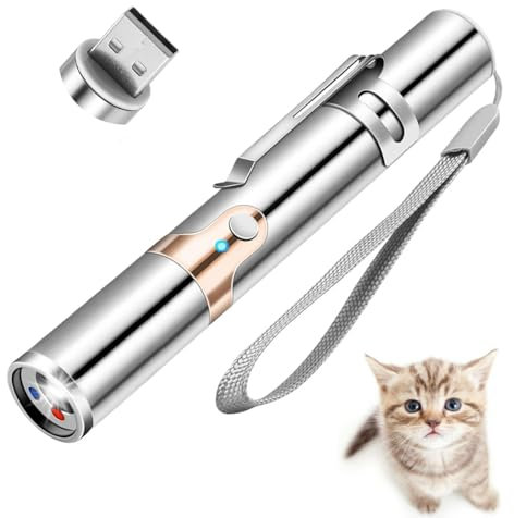 MAOMAOCON Interactive Cat Toys, 7 in 1 LED Light Pen, USB Rechargeable, Pointer, Scratching, Chase, Training Tool