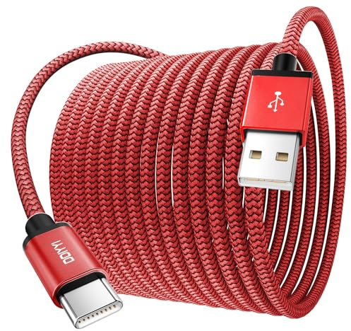USB-C Charging Cable 3M, Long Braided USB A to USB C Charger Cable Fast Charging Cord for Samsung Galaxy S23 S20 FE S10 A55 A34 A35 A13 A15, Pixel 9 8, PS5-Red USBC Lead 10ft
