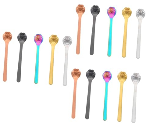 BESTonZON 15 Pz Cucchiaio Di Sale Cucchiaio Per Mescolare Lo Zucchero Mini Cucchiaini Mini Cucchiai Da Minestra Cucchiaio Per Gatti in Acciaio Inossidabile Pala Gelato Caffè Bambino Elegante