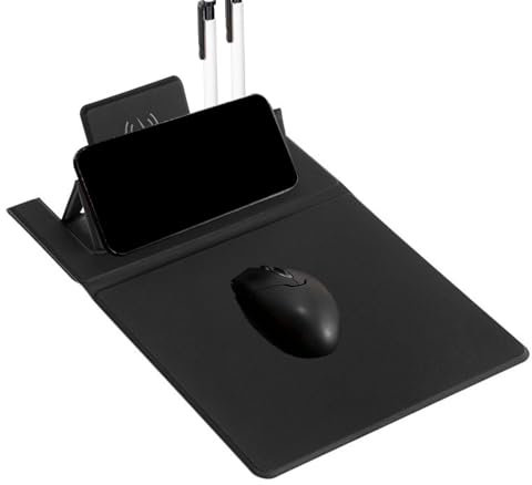 Mouse Pad - Desk Pad Mousepad Wireless Charging, Charging Mouse Pad | 15W Wireless Charger Foldable Phone Holder with Phone Charger, Keyboard Mat for PC Laptop Computer (Black)