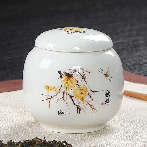 SFANIIX Stash Jar Container Chinese Style Ceramic Tea Canister, White Coffee Bean Canister, Mini Salt Shaker, Portable Sugar Shaker, Suitable for Travel or Home Use Vintage Storage Jars (Color : 05)