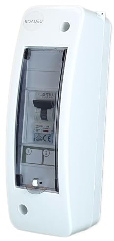 RoadEu - Leitungsschutzschalter Phase + Neutral L1+N. Stromverteiler C16A 2P 230V - Leistungsschalter, Sicherungskasten, Aufputz Verteiler