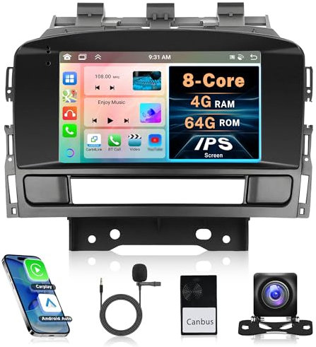 4G 64G Android Car Radio for Vauxhall Astra J Buick Excelle 2010-2014, Rimoody 7 inch Touch Screen Car Stereo Carplay/Android Auto/GPS/Wifi/SWC/Bluetooth/FM RDS + Backup Camera
