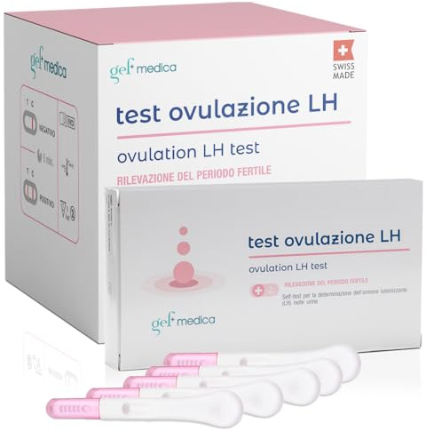 gef + medica - 5 Test Ovulazione per il Monitoraggio Rapido del Ciclo e del Periodo Fertile per Donne in Cerca di una Gravidanza