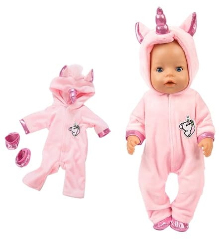 Baby-Puppen-Kleidung, Baby-Puppen-Kleidung für Baby-Puppen 35-43 cm, Puppen-Kleider-Set, Puppen-Kostüm-Set für Jungen und Mädchen, Zubehör für Puppen (Rosa)