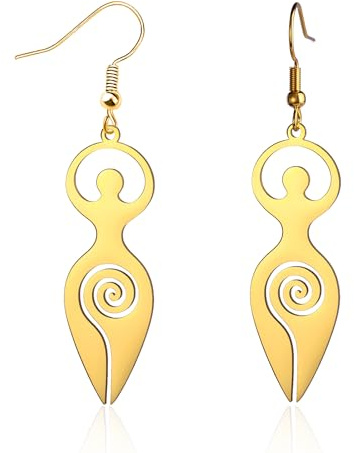 Wicca Spiral-Ohrringe, Göttin Fruchtbarkeitssymbol baumelnde Ohrringe Edelstahl Schwangerschaftsohrring heidnischer Damenschmuck