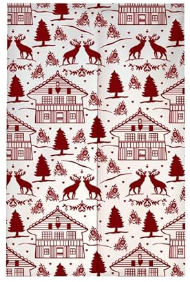 Türvorhang Weihnachten Elch Rot Küchenvorhänge Polyester Raumteiler Vorhang Kurz Scheibengardinen mit Teleskopstange Vorhänge Kurz Türvorhang Insektenschutz Fliegenvorhang Terrassentür 85x180cm