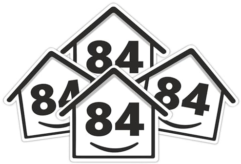 4 x Bin Numbers for Wheelie Bins, 1-99, 15cm ‘Happy House’ Design Dustbin Stickers, Easy Application Stick On Number Stickers - Weatherproof Self Adhesive Vinyl, Black (84)
