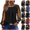 Women Black Long Shirts Shiny Sequin Shirts Glitter Sexy Graphic Tees Mesh Tops Print T-Shirt Casual Cold Loose Long Sleeve Tops Fashion Off Shoulder Party Blouse (02-Black, XXL)
