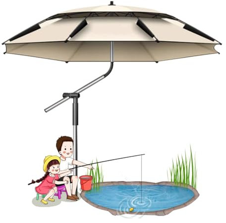 Ombrellone da pesca Portatile Ombrellone da Spiaggia antivento Regolabile a 360°parasole da piscina 200cm 220cm 240cm 260cm ombrellone pieghevole all'aperto(ø260cm)