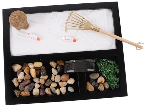 Abaodam Zen-Garten Miniatur-sandkasten Für Schreibtisch Büro Dekoration Meditationsgarten Mit Holzwerkzeugen Simulation Meereslandschaft Szene Dekorativ