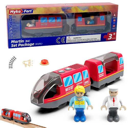 Eisenbahn elektrische lok Holzeisenbahn Zug (Magnetanschluss), Batteriebetriebener Lokomotivzug, Leistungsstarker Motorzug kompatibel mit Thomas, Batteriebetriebenes Zugset