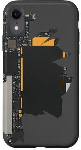 Diseño de placa base con fondo negro roto Carcasa para iPhone XR