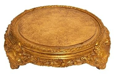 Base Barocca per Campana in Legno Foglia Oro 40 cm | Elegante Base Decorativa in Stile Classico | Ideale per Campane di Vetro, Centrotavola e Esposizioni