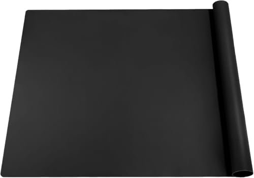 Miorkly Silikonmatte 65x45 cm,Backmatte für Epoxidharz,Silikon Teigmatte,Bastelunterlage,Wiederverwendbar Malunterlage für Kinder,Mehrzweck Antihafte Platzset,Tischmatte(Schwarz)