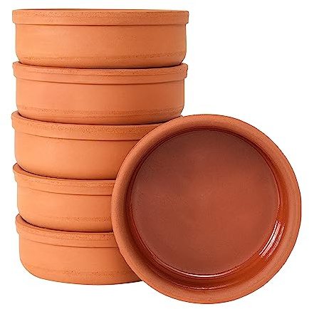 6-teiliges Kleine Auflaufformen Runde Güvec Töpfe Mini Schmortopf Milchreis Tontöpfe Tontopf-Set Tapas Schalen aus Ton (6)