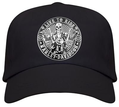 Gorra Negra de Béisbol para Hombre - Estilo Motociclista Harley, Ajustable, 100% Algodón Ecológico (340 g/m²)