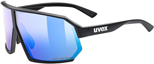 uvex Unisex Sportstyle 237 CV Sportbrille, black matt-mirror blue, OneSize