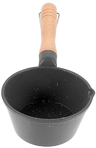 Small Deep Cooking Pot with Pour Spout Handle Non Stick Saucepan for Oil Sauces Ergonomic Design for Easy Handling Suitable for Gas Hobs Induction Cooking