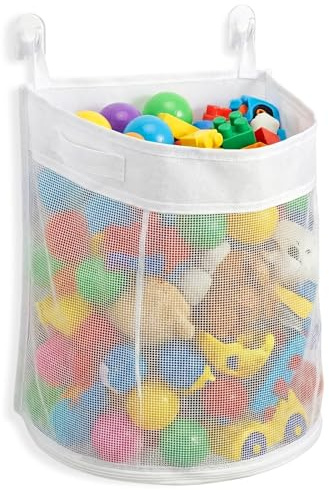 Bath Net, Bath Storage and Organisation, Bathroom Storage Solution with 2 Hooks, Net for Bathtub and Poolside Use, Baths Storage Unit with Hanging Bags